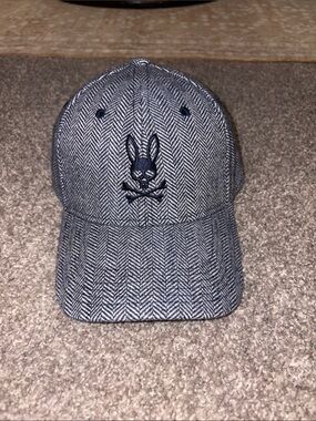 Psycho Bunny Herringbone Baseball Cap - Navy and Gray